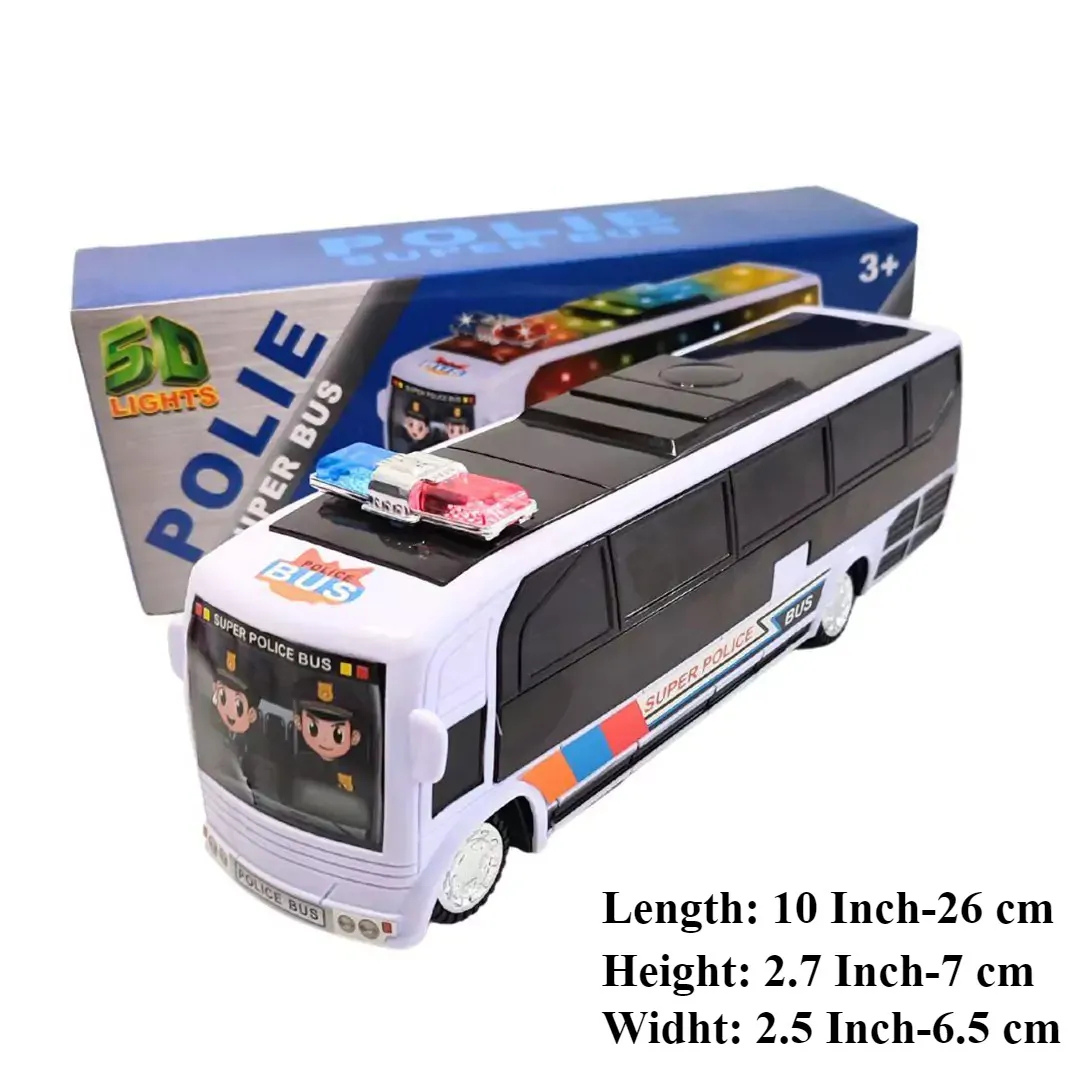 Police Bus Toy with Siren, Lights & Bump-and-Go