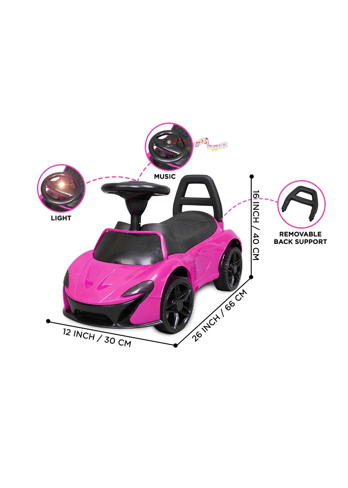 Mini McLaren-Style Push Car with Music & Lights
