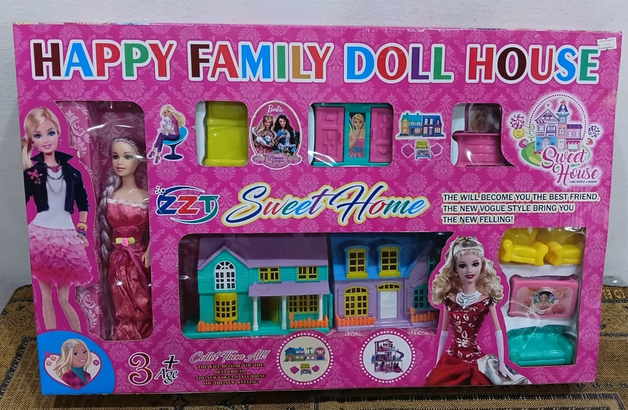 Doll House Play Set with Doll, Sofa Set & Dressing Almirah