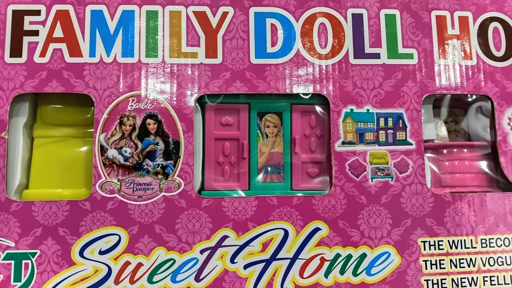 Doll House Play Set with Doll, Sofa Set & Dressing Almirah