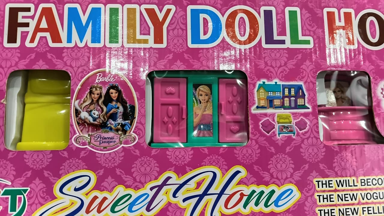Doll House Play Set with Doll, Sofa Set & Dressing Almirah