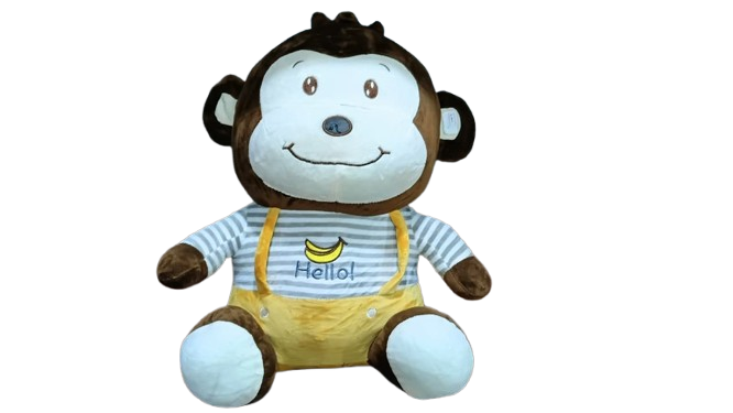 Cute Monkey Plush Toy in Yellow Overalls