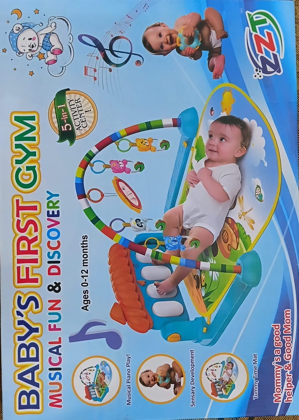 Baby Piano Play Gym Mat with Hanging Toys & Mirror