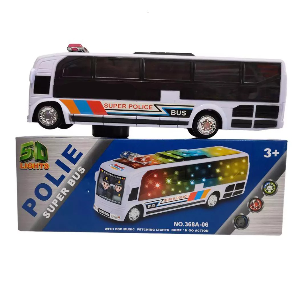 Police Bus Toy with Siren, Lights & Bump-and-Go