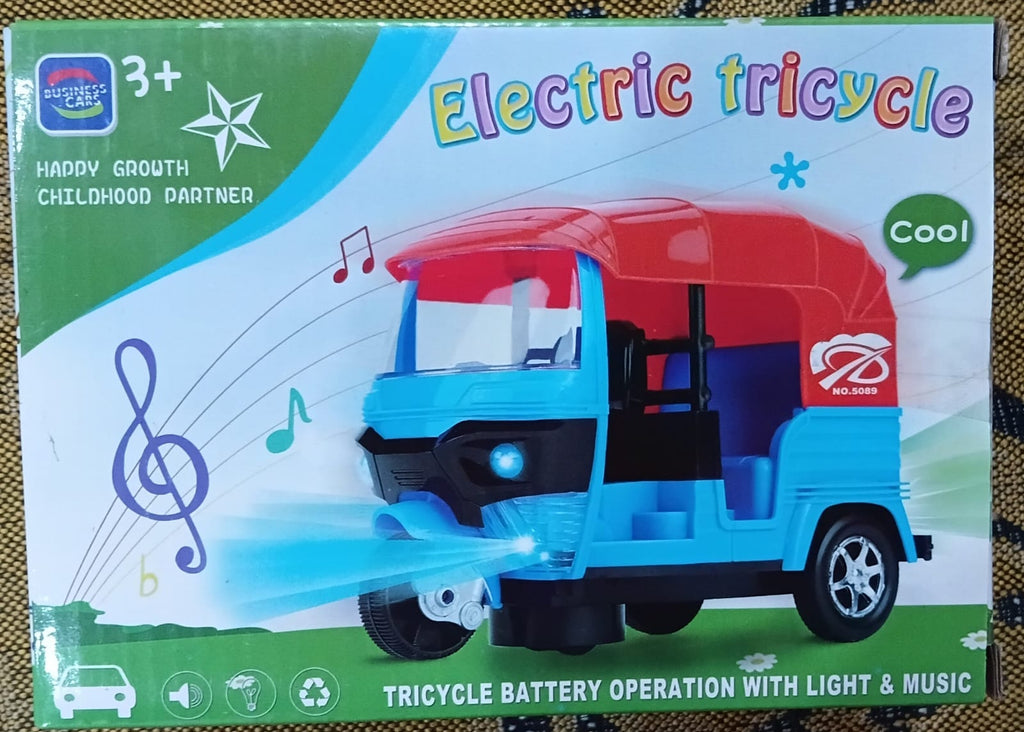 Electric Auto Rickshaw Toy with Lights & Music
