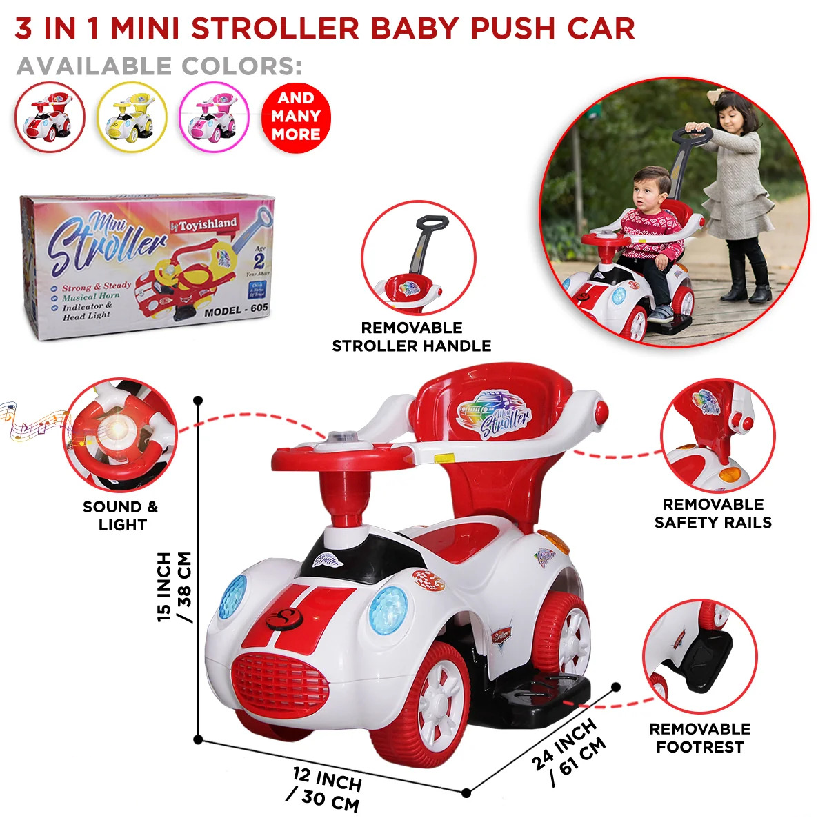 Kids Push Ride-On Car with Parent Handle