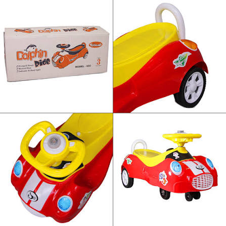 Dolphin Wiggle Ride-On Car with Musical Horn