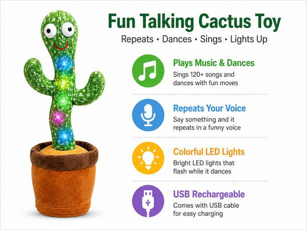 Dancing Talking Cactus Toy with Songs & Lights